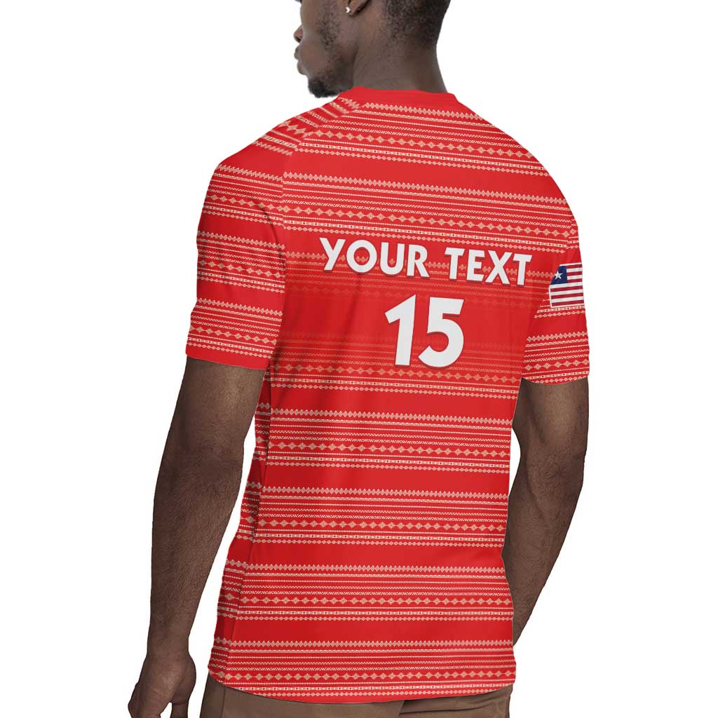 Custom Liberia Football Rugby Jersey African Tribal Pattern - Red Jersey - African Pride