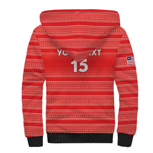 Custom Liberia Football Sherpa Hoodie African Tribal Pattern - Red Jersey - African Pride