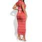 Custom Liberia Football Short Sleeve Bodycon Dress African Tribal Pattern - Red Jersey - African Pride