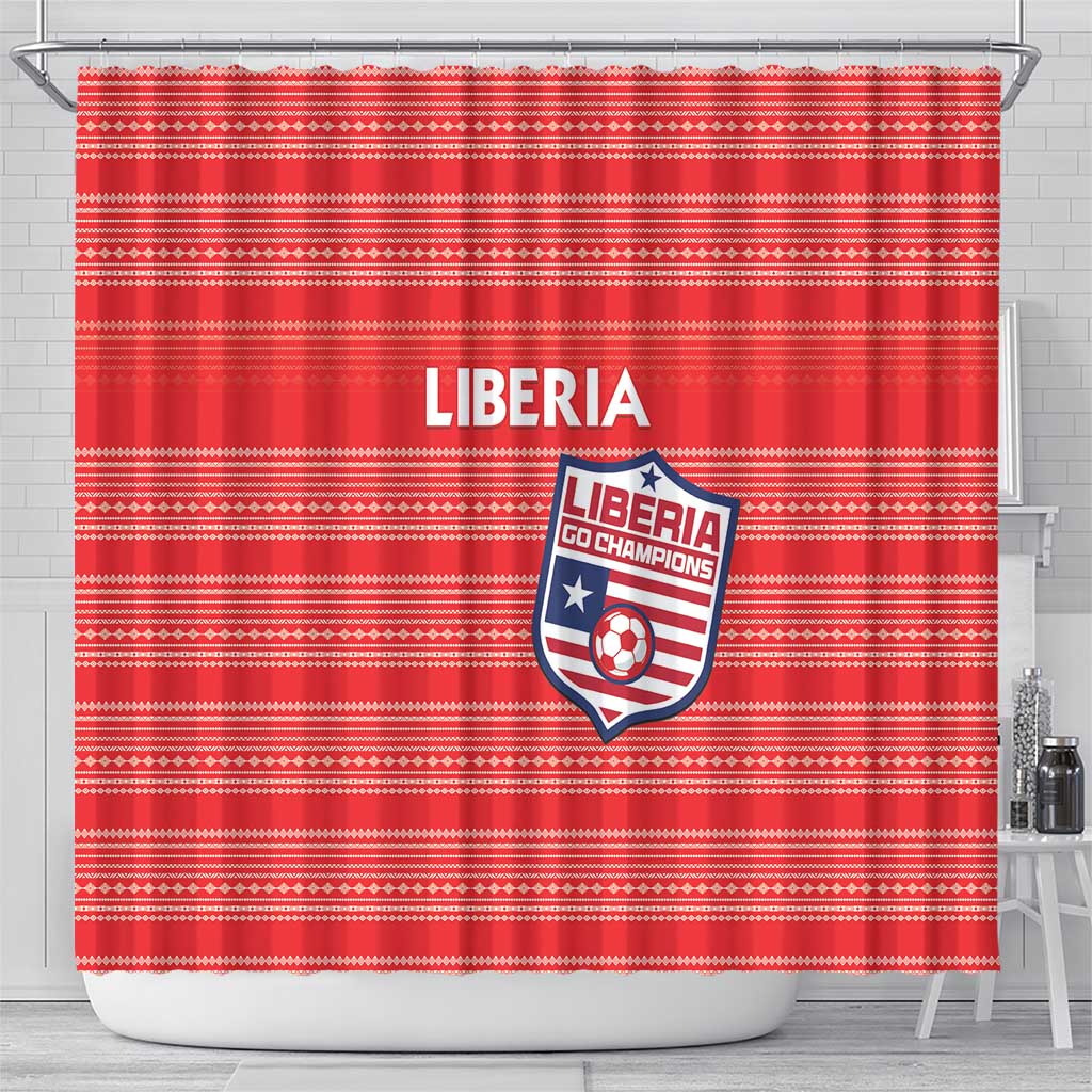 Liberia Football Shower Curtain African Tribal Pattern - Red Jersey - African Pride