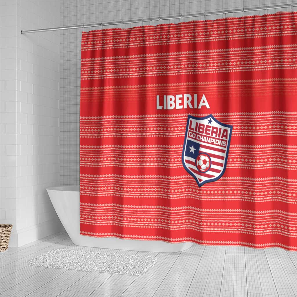 Liberia Football Shower Curtain African Tribal Pattern - Red Jersey - African Pride