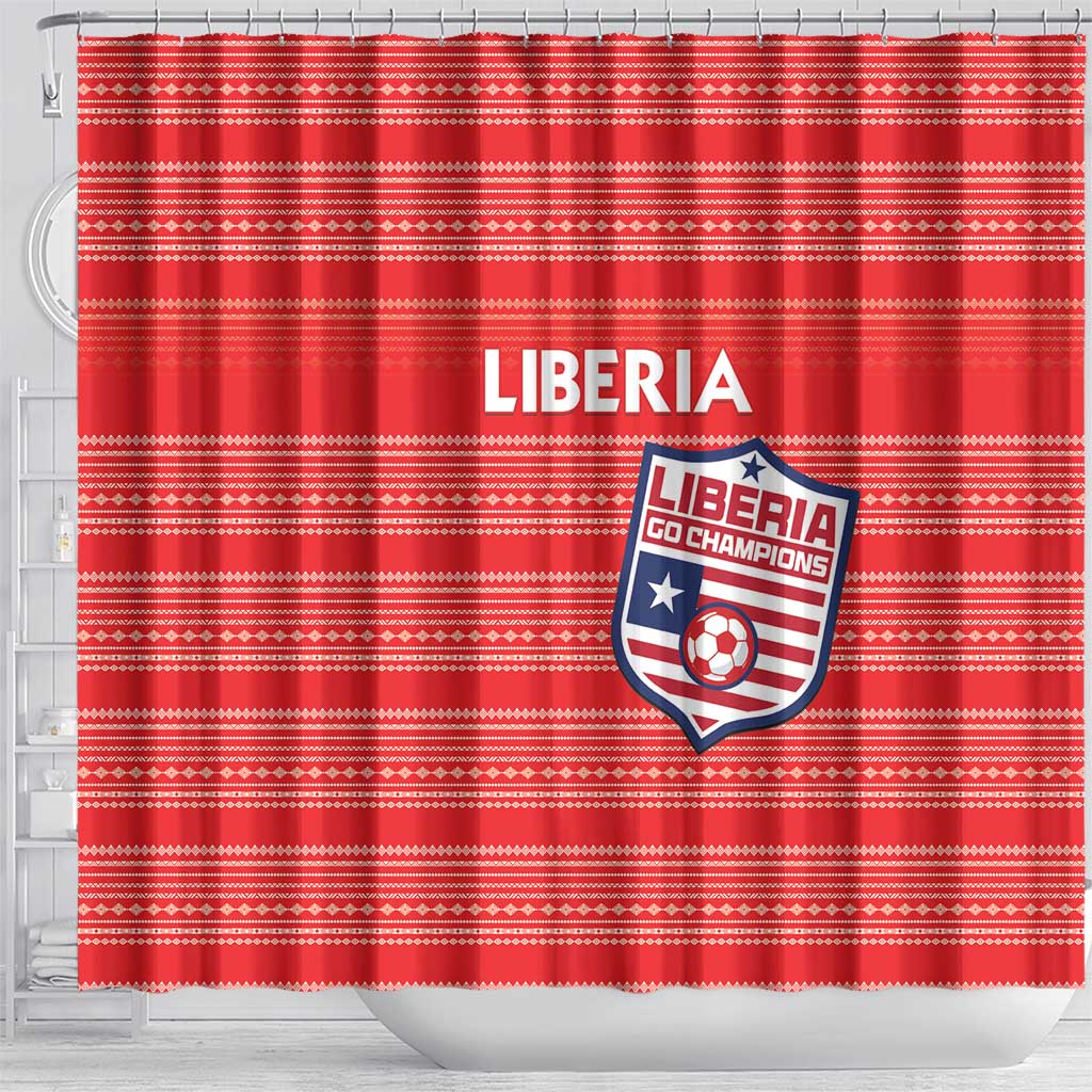 Liberia Football Shower Curtain African Tribal Pattern - Red Jersey - African Pride