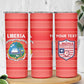 Custom Liberia Football Skinny Tumbler African Tribal Pattern - Red Jersey - African Pride