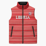 Custom Liberia Football Sleeveless Puffer Jacket Women Red Jersey