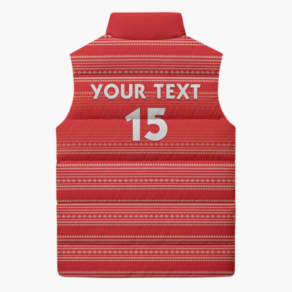 Custom Liberia Football Sleeveless Puffer Jacket Women Red Jersey