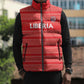 Custom Liberia Football Sleeveless Puffer Jacket Women Red Jersey