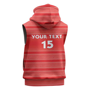 Custom Liberia Football Sleeveless Zip Hoodie African Tribal Pattern - Red Jersey - African Pride