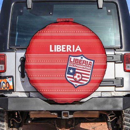 Liberia Football Spare Tire Cover African Tribal Pattern - Red Jersey - African Pride