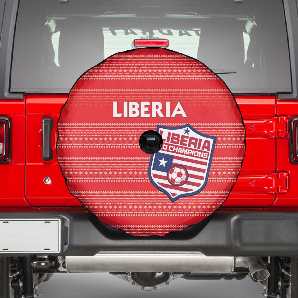 Liberia Football Spare Tire Cover African Tribal Pattern - Red Jersey - African Pride