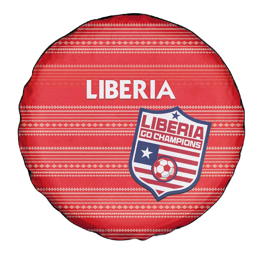 Liberia Football Spare Tire Cover African Tribal Pattern - Red Jersey - African Pride
