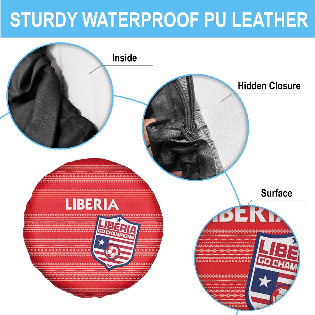 Liberia Football Spare Tire Cover African Tribal Pattern - Red Jersey - African Pride