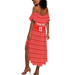 Custom Liberia Football Summer Maxi Dress African Tribal Pattern - Red Jersey - African Pride