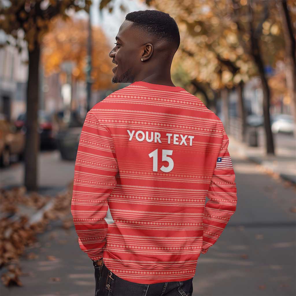 Custom Liberia Football Sweatshirt African Tribal Pattern - Red Jersey - African Pride