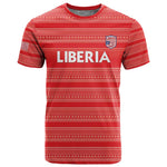 Custom Liberia Football T shirt African Tribal Pattern - Red Jersey - African Pride