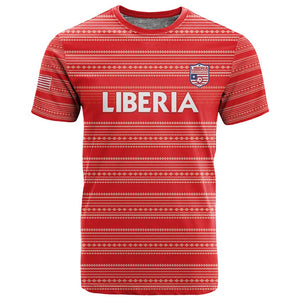 Custom Liberia Football T shirt African Tribal Pattern - Red Jersey - African Pride