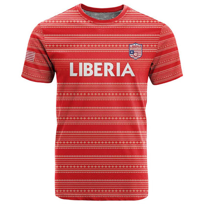 Custom Liberia Football T shirt African Tribal Pattern - Red Jersey - African Pride