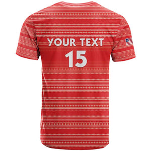 Custom Liberia Football T shirt African Tribal Pattern - Red Jersey - African Pride