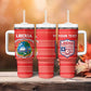Custom Liberia Football Tumbler With Handle African Tribal Pattern - Red Jersey - African Pride