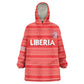 Custom Liberia Football Wearable Blanket Hoodie African Tribal Pattern - Red Jersey - African Pride