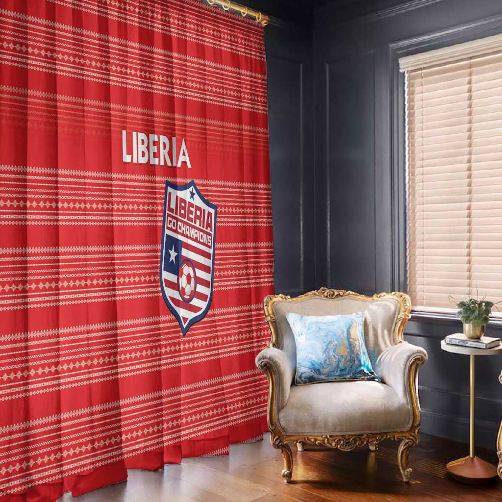 Liberia Football Window Curtain African Tribal Pattern - Red Jersey - African Pride