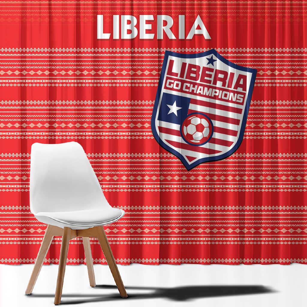 Liberia Football Window Curtain African Tribal Pattern - Red Jersey - African Pride