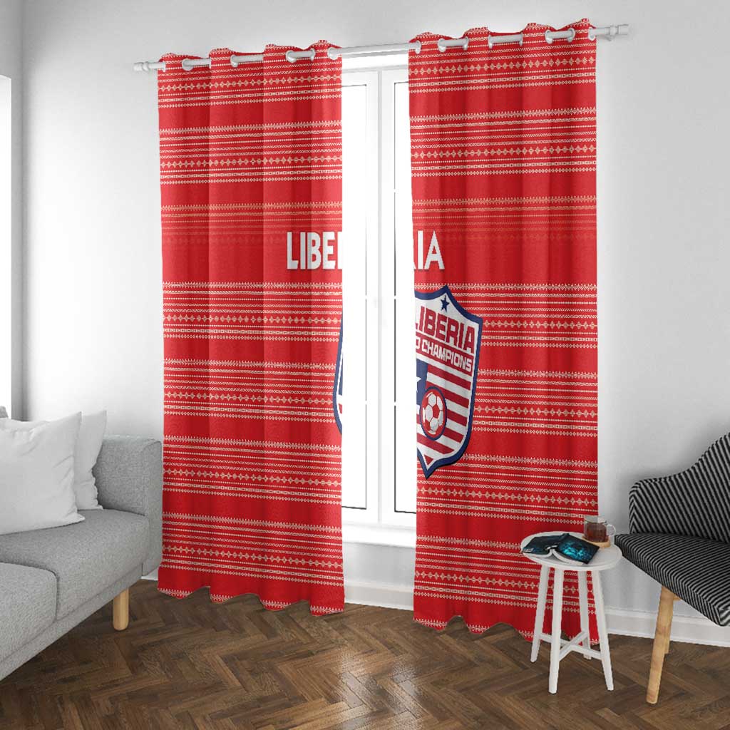 Liberia Football Window Curtain African Tribal Pattern - Red Jersey - African Pride