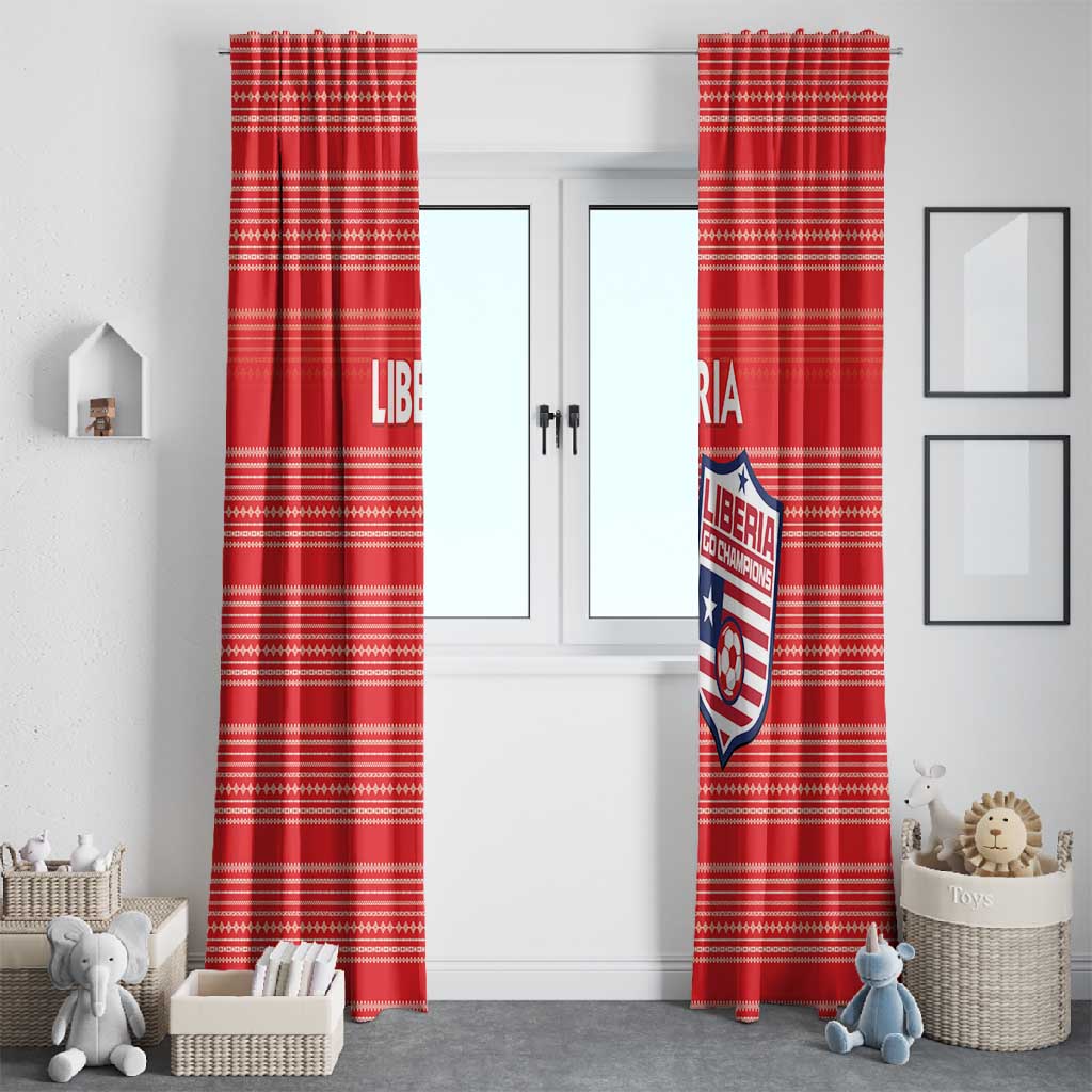 Liberia Football Window Curtain African Tribal Pattern - Red Jersey - African Pride