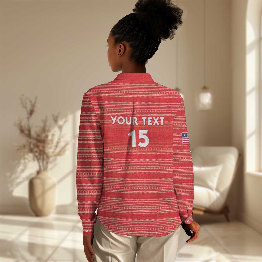 Custom Liberia Football Women Casual Shirt African Tribal Pattern - Red Jersey - African Pride