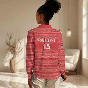 Custom Liberia Football Women Casual Shirt African Tribal Pattern - Red Jersey - African Pride