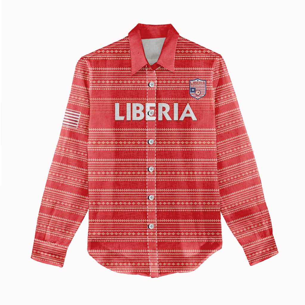 Custom Liberia Football Women Casual Shirt African Tribal Pattern - Red Jersey - African Pride