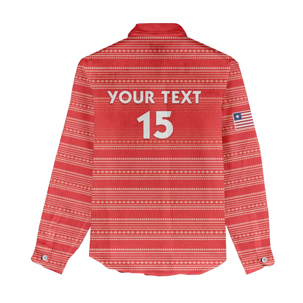 Custom Liberia Football Women Casual Shirt African Tribal Pattern - Red Jersey - African Pride