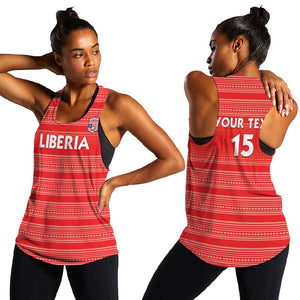 Custom Liberia Football Women Racerback Tank African Tribal Pattern - Red Jersey - African Pride