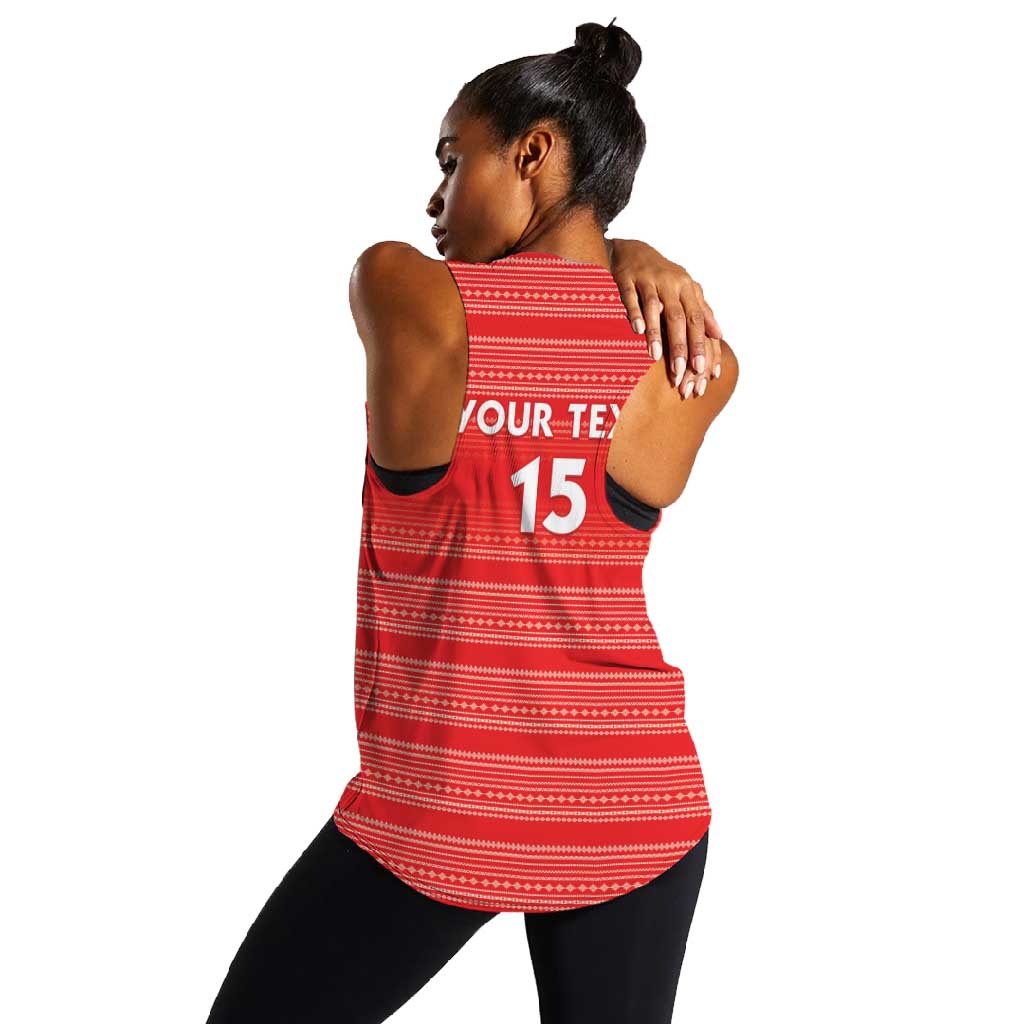 Custom Liberia Football Women Racerback Tank African Tribal Pattern - Red Jersey - African Pride