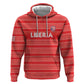 Custom Liberia Football Zip Hoodie African Tribal Pattern - Red Jersey - African Pride