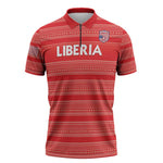Custom Liberia Football Zipper Polo Shirt Women Red Jersey