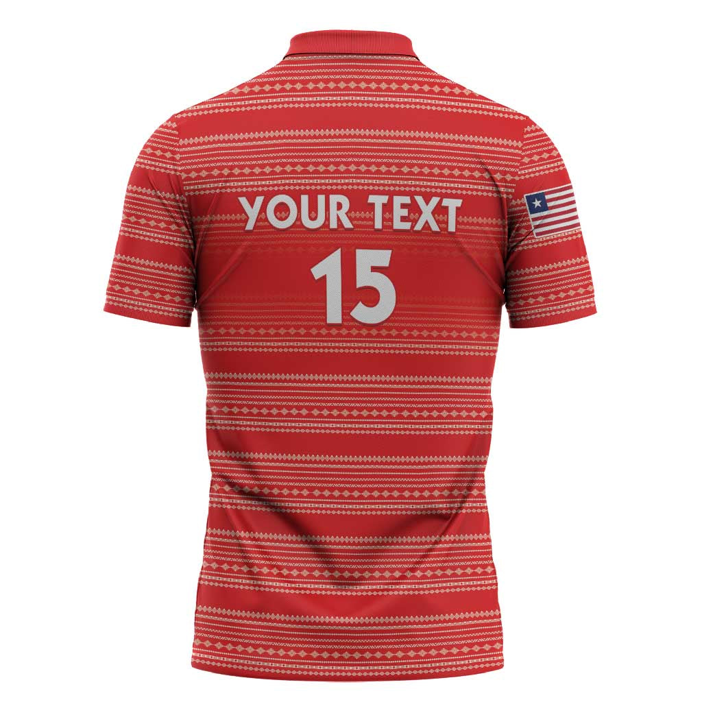 Custom Liberia Football Zipper Polo Shirt Women Red Jersey
