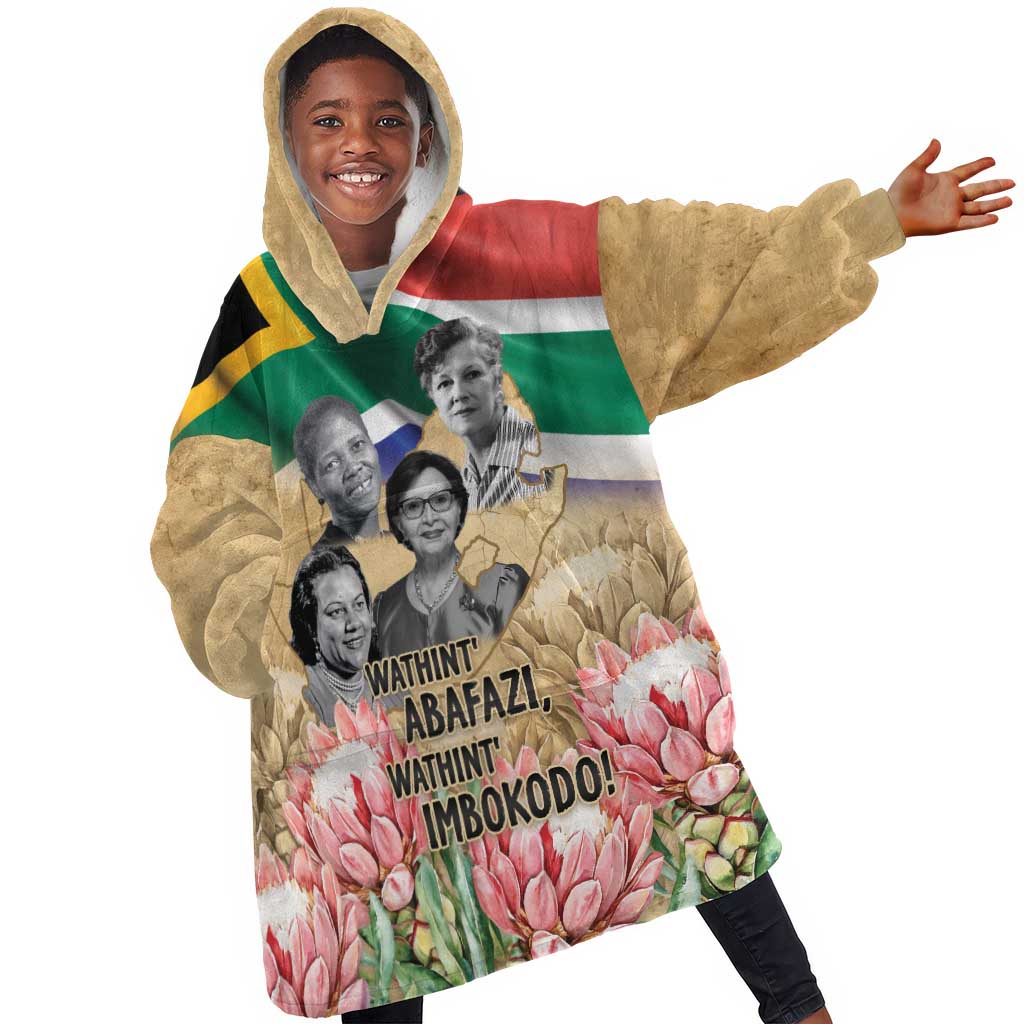 South African Women Fight Apartheir Kid Wearable Blanket Hoodie Wathint Abafazi Wathint Imbokodo - African Pride