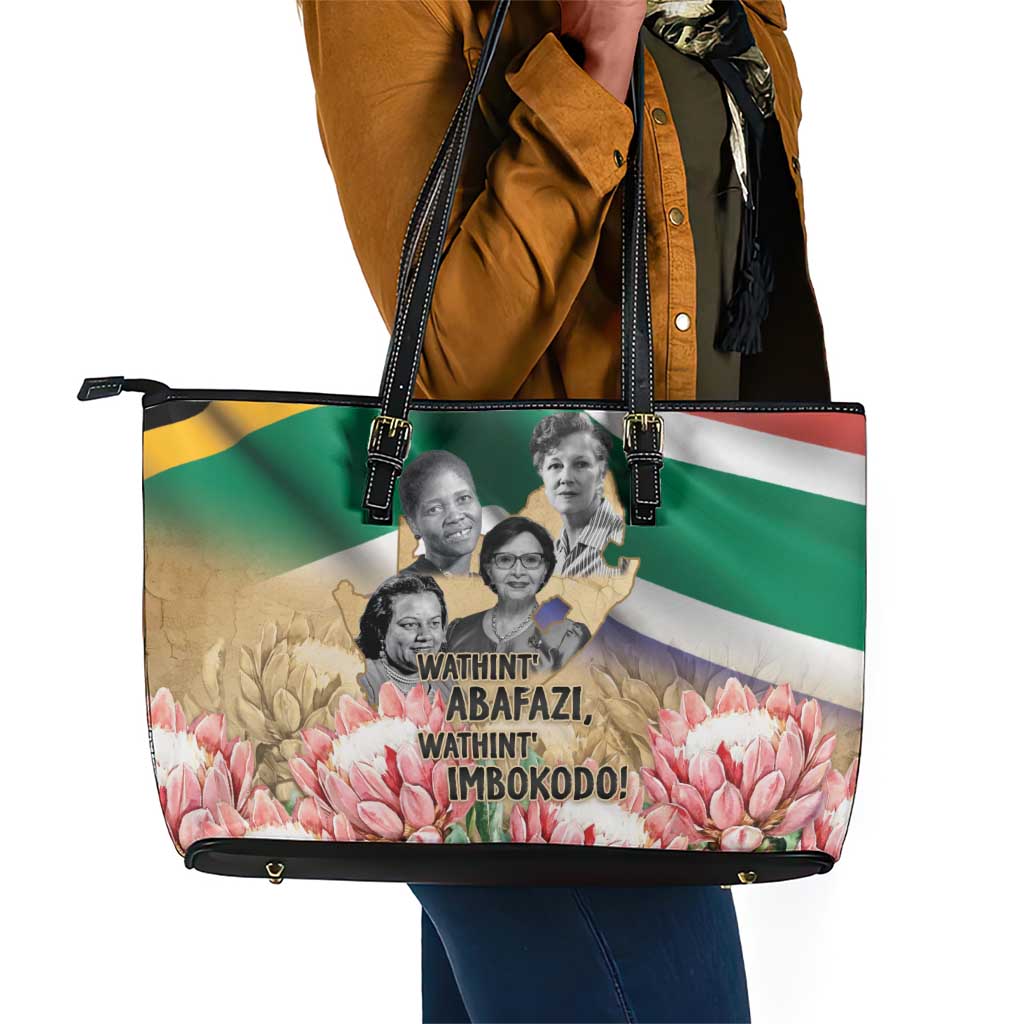 South African Women Fight Apartheir Leather Tote Bag Wathint Abafazi Wathint Imbokodo - African Pride