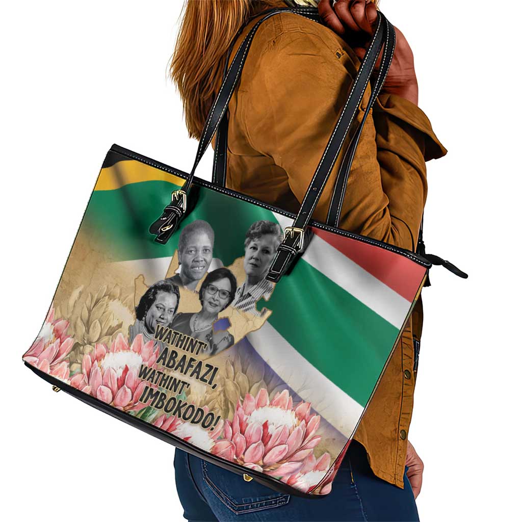 South African Women Fight Apartheir Leather Tote Bag Wathint Abafazi Wathint Imbokodo - African Pride