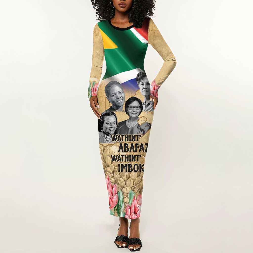 South African Women Fight Apartheir Long Sleeve Bodycon Dress Wathint Abafazi Wathint Imbokodo - African Pride