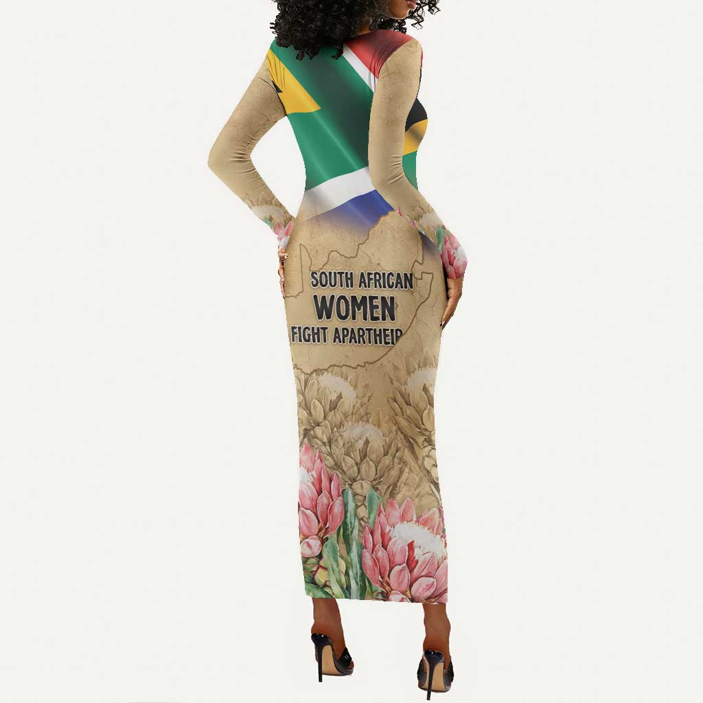 South African Women Fight Apartheir Long Sleeve Bodycon Dress Wathint Abafazi Wathint Imbokodo - African Pride