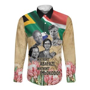 South African Women Fight Apartheir Long Sleeve Button Shirt Wathint Abafazi Wathint Imbokodo - African Pride
