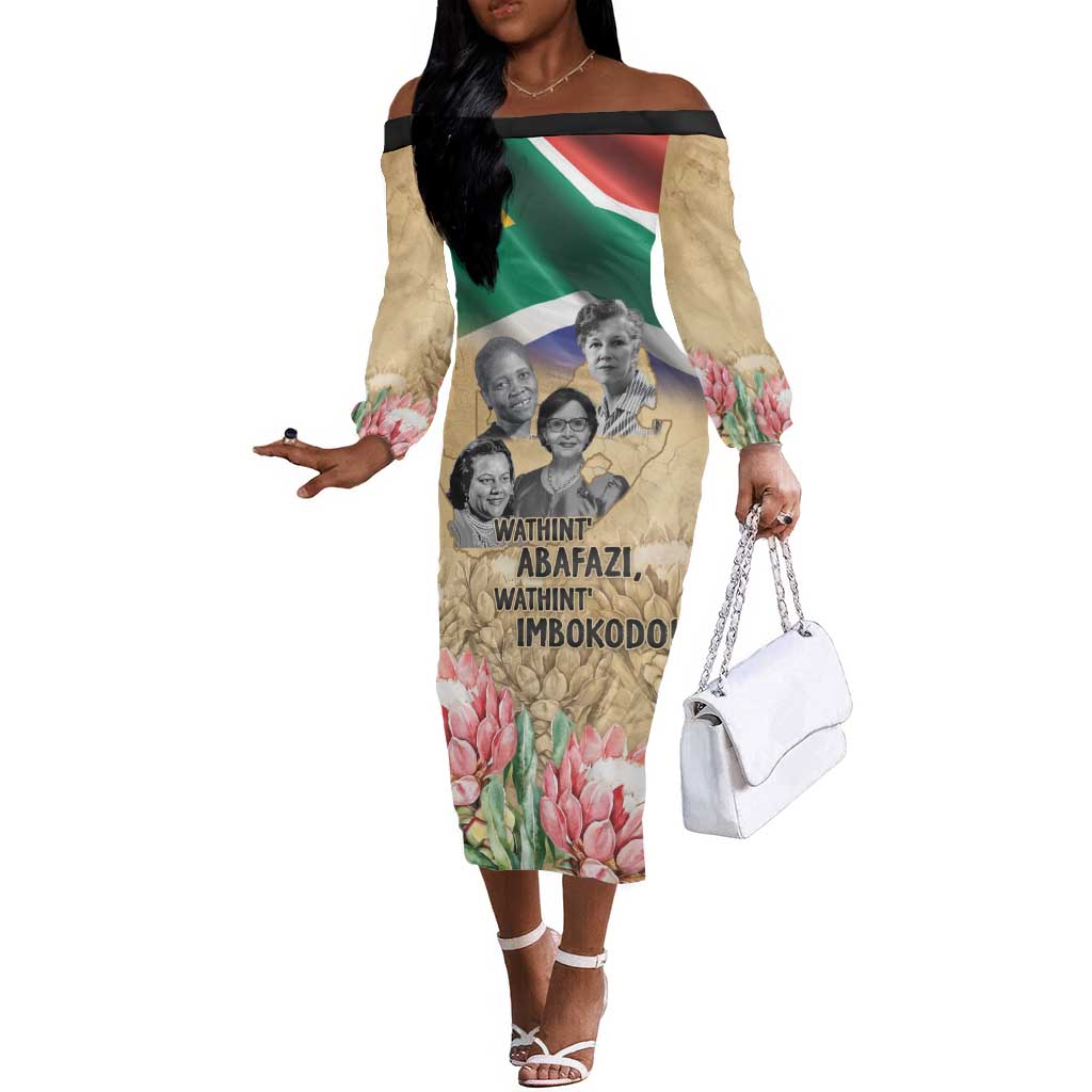 South African Women Fight Apartheir Off The Shoulder Long Sleeve Dress Wathint Abafazi Wathint Imbokodo - African Pride