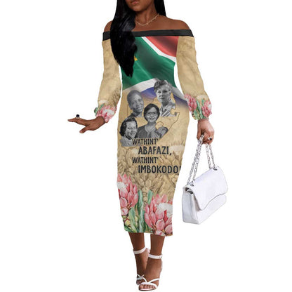 South African Women Fight Apartheir Off The Shoulder Long Sleeve Dress Wathint Abafazi Wathint Imbokodo - African Pride