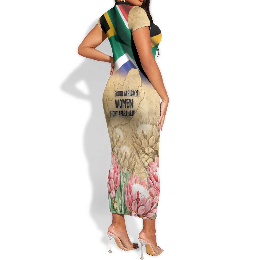 South African Women Fight Apartheir Short Sleeve Bodycon Dress Wathint Abafazi Wathint Imbokodo - African Pride