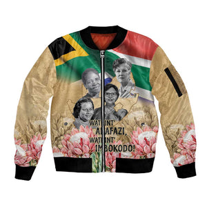South African Women Fight Apartheir Sleeve Zip Bomber Jacket Wathint Abafazi Wathint Imbokodo - African Pride