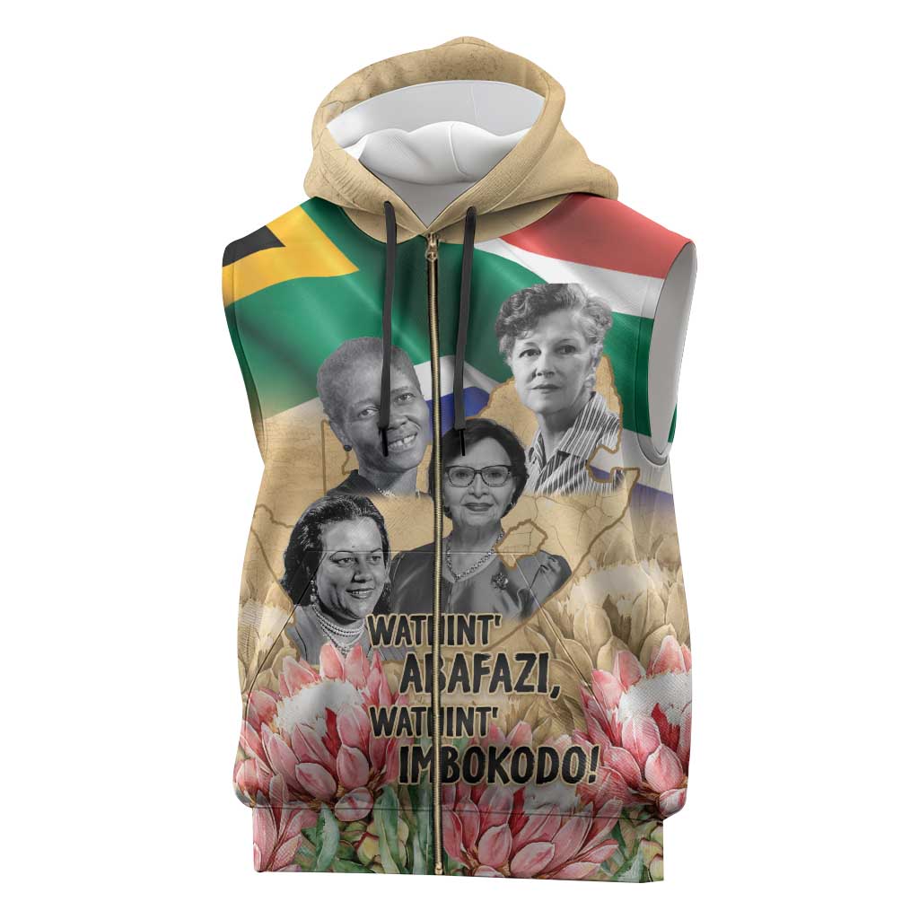 South African Women Fight Apartheir Sleeveless Zip Hoodie Wathint Abafazi Wathint Imbokodo - African Pride