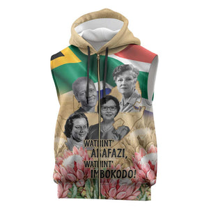 South African Women Fight Apartheir Sleeveless Zip Hoodie Wathint Abafazi Wathint Imbokodo - African Pride