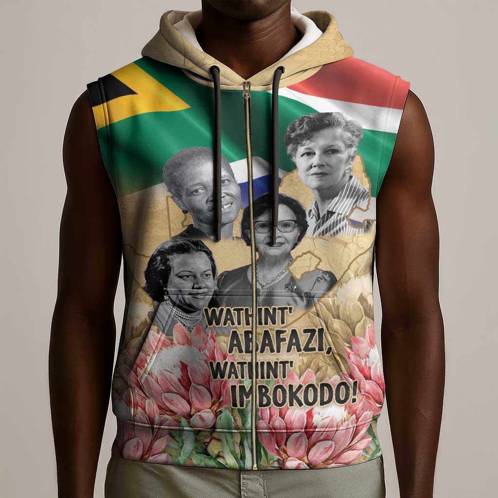 South African Women Fight Apartheir Sleeveless Zip Hoodie Wathint Abafazi Wathint Imbokodo - African Pride
