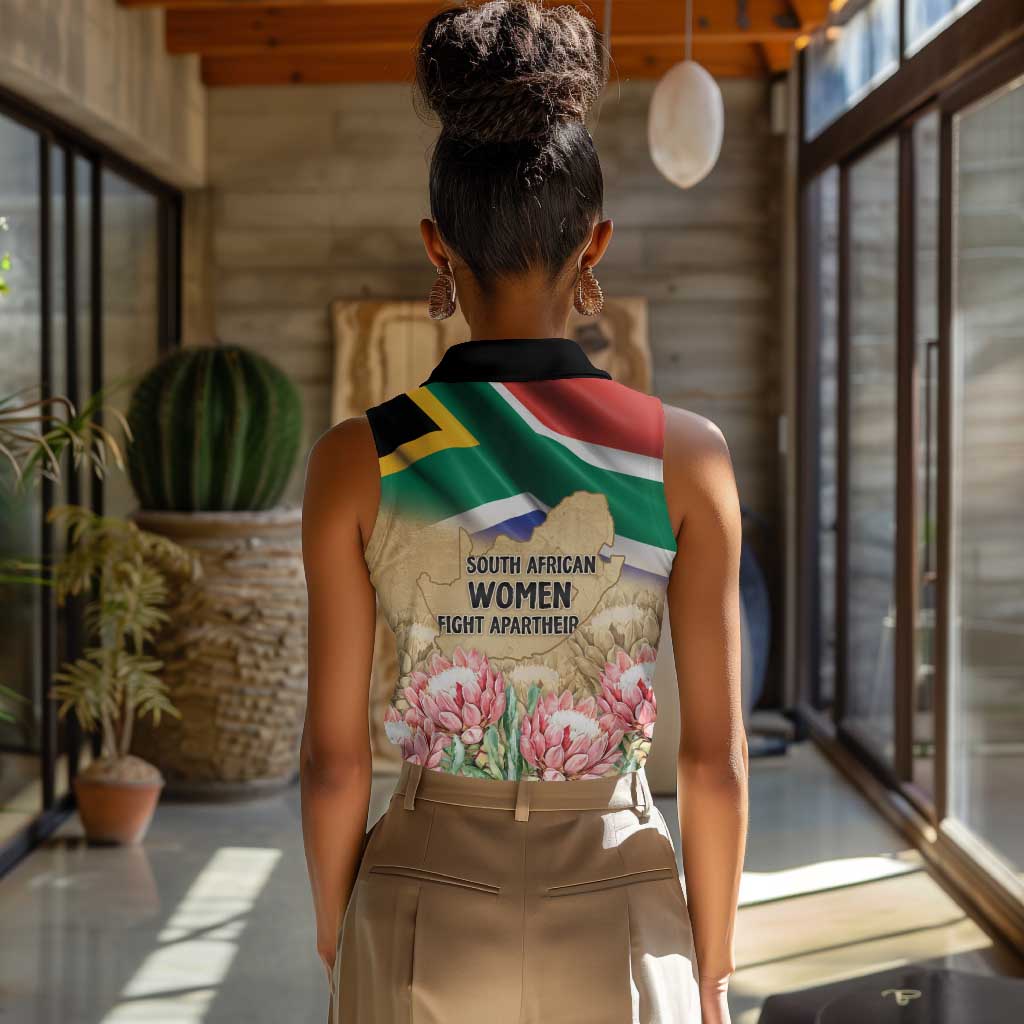 South African Women Fight Apartheir Women Sleeveless Polo Shirt Wathint Abafazi Wathint Imbokodo - African Pride
